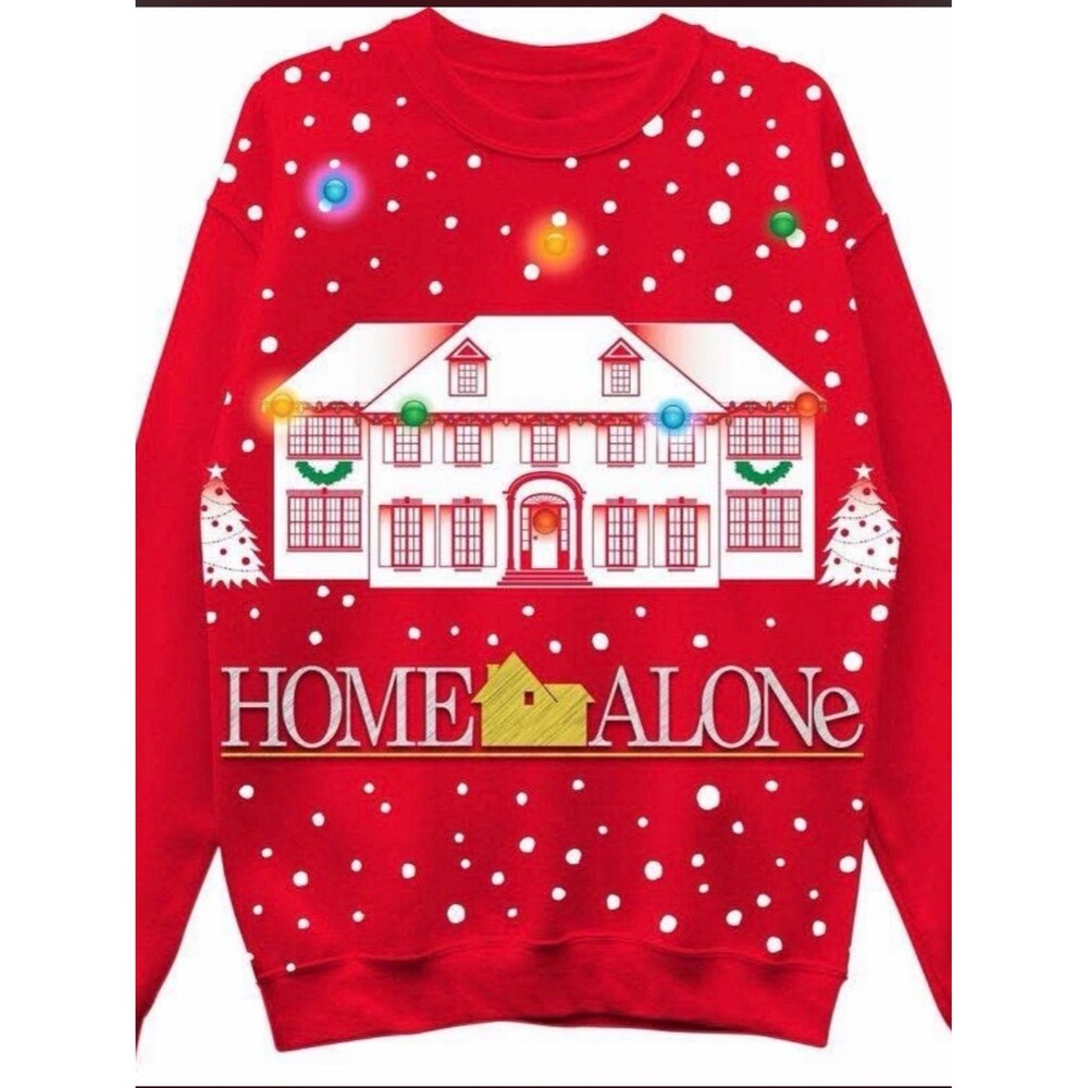 Home Alone Red Holiday Graphic Sweatshirt - Official Movie Design